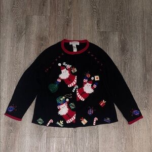 Tiara international Christmas collection Festive Santa Sweater cardigan red